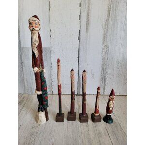 Santa pencil skinny rustic Santa Claus Xmas‎ home decor figure set